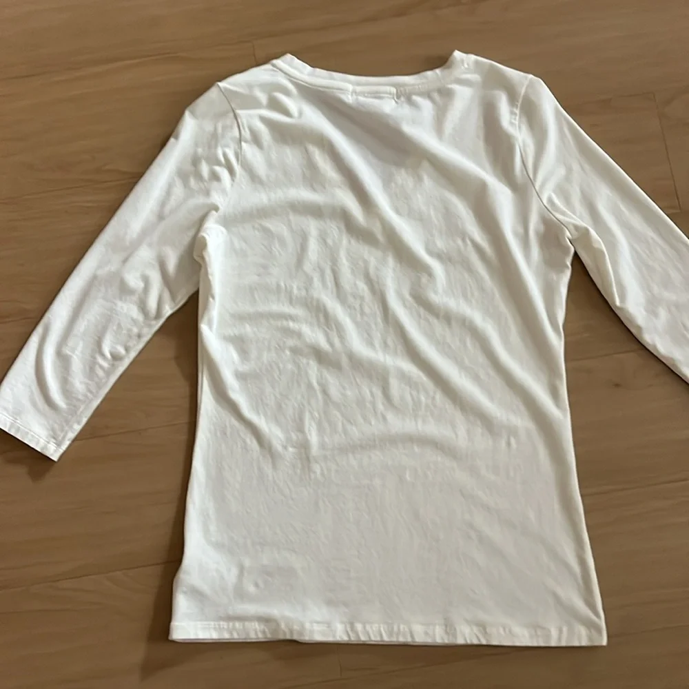 MICHAEL KORS CREAM 3/4SLEEN V-NECK TOP COTTON SPANDEX BLEND LIGHTWEIGHT MEDIUM